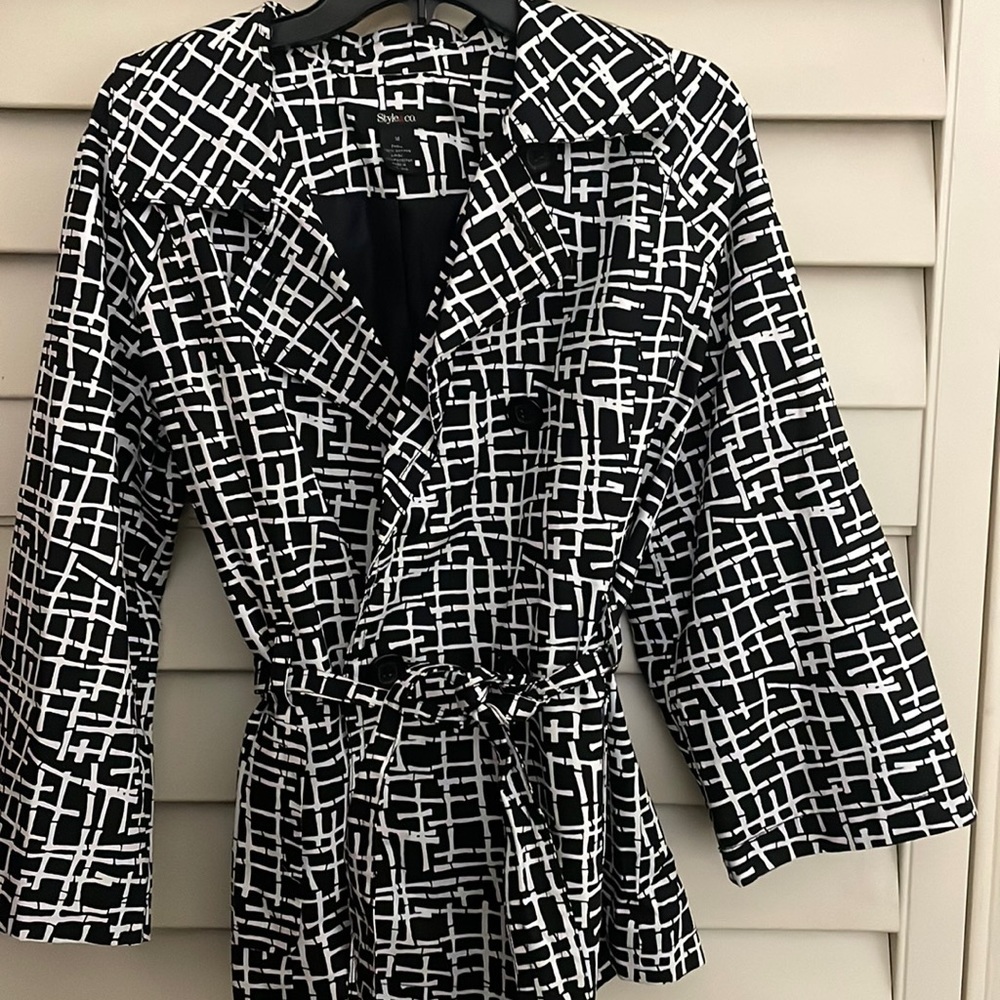 Black and White belted jacket